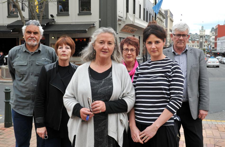 Lower Octagon and lower Stuart St business owners (from left)Ewan Duff, from NZ Greenstone and...