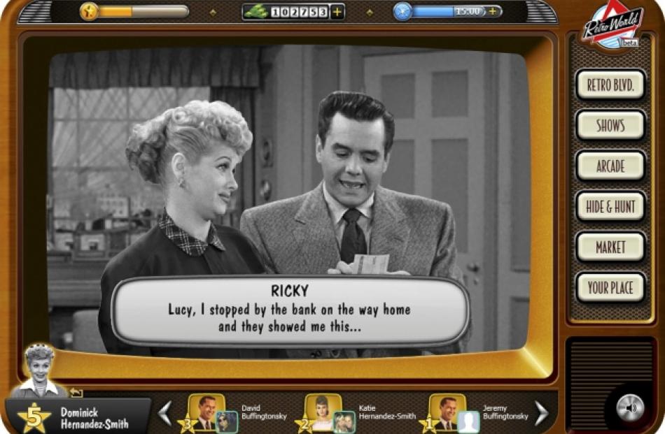 Lucille Ball and Desi Arnaz are shown in a scene from 'I Love Lucy', re-imagined as a video game,...