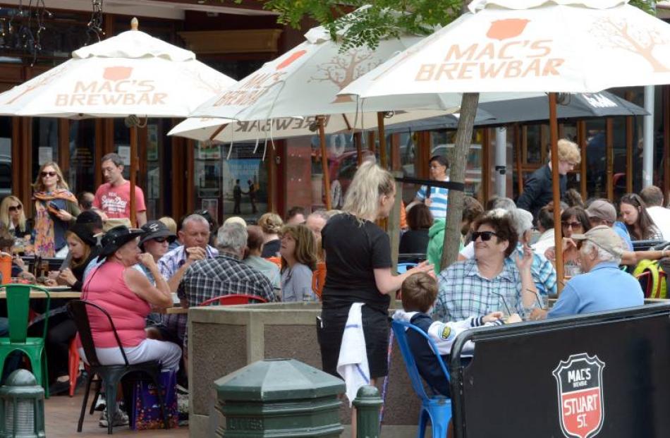 Lunch diners in the Octagon yesterday. Photo by Gerard O'Brien.