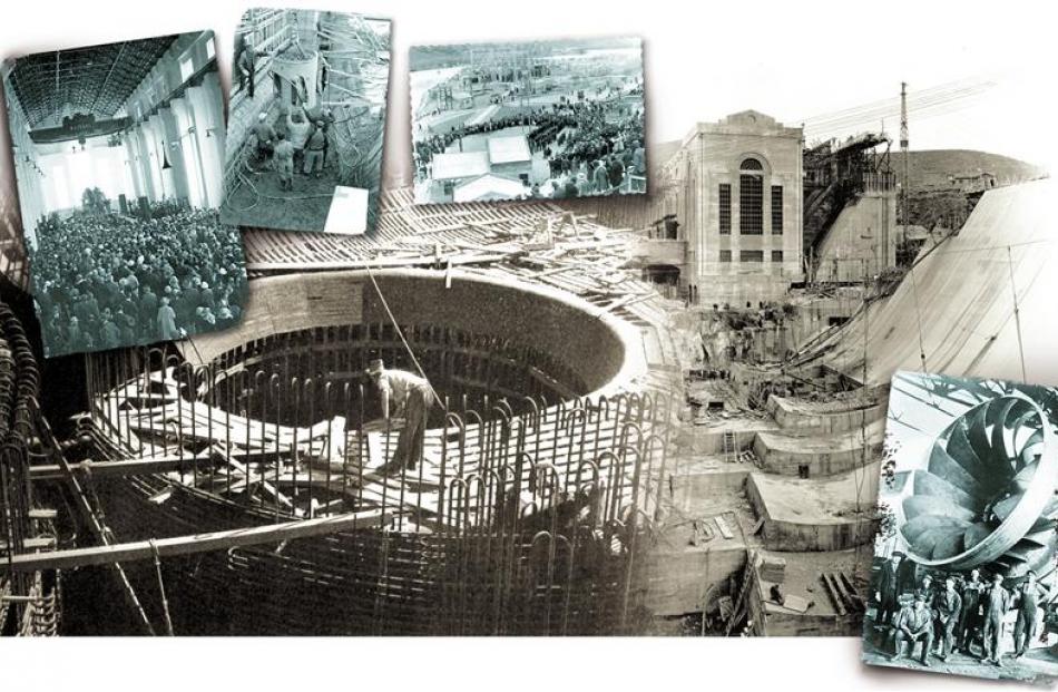 Main photo left: One of the turbine moulds is reconstructed in situ in the dam. Main photo right:...