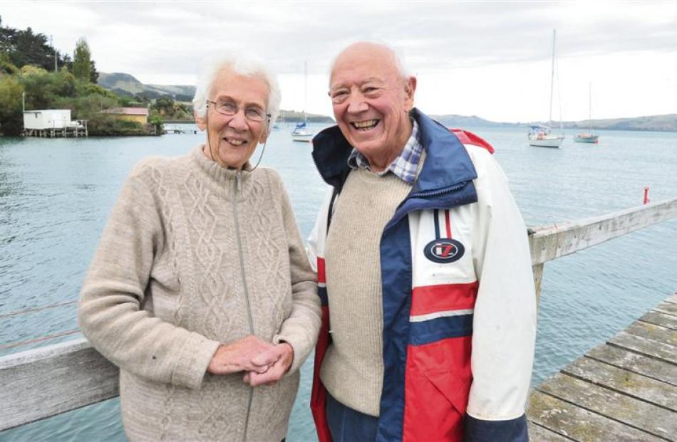 Margaret (84) and Bill McIndoe (86) at their boat shed, Careys Bay, Dunedin, after a sometimes...