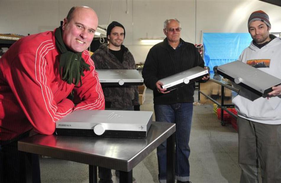 Martin van Rooyen (front), Jon Nielsen, Graham Bowers and Clinton Jensen display Perreaux...