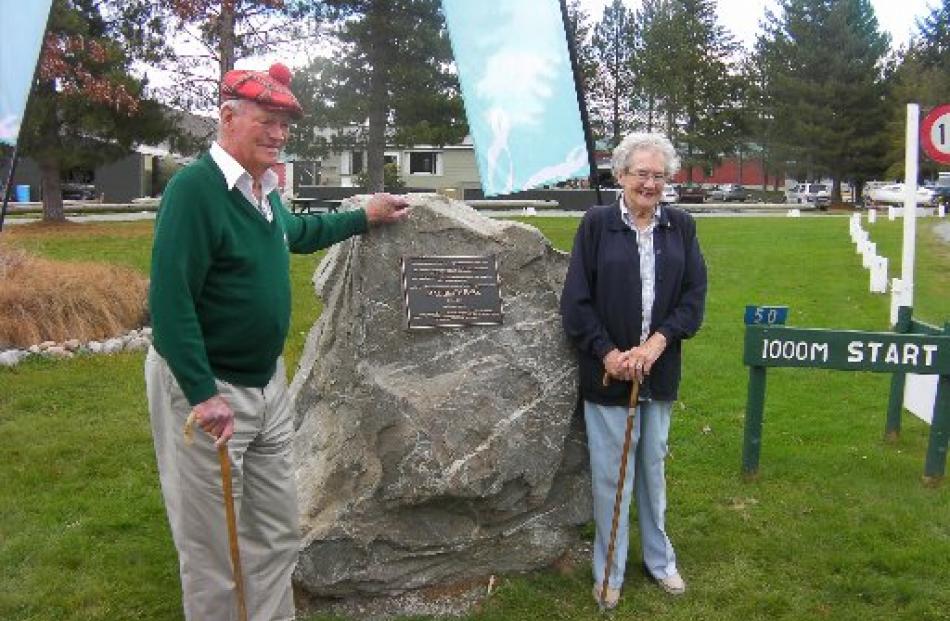 Max Smith and his wife Velda at the opening of Max Smith Park at Lake Ruataniwha.