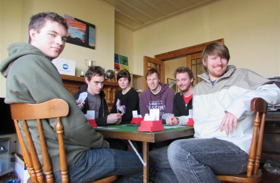 Members of the New Zealand contract bridge youth team practise in Dunedin yesterday. They are  ...