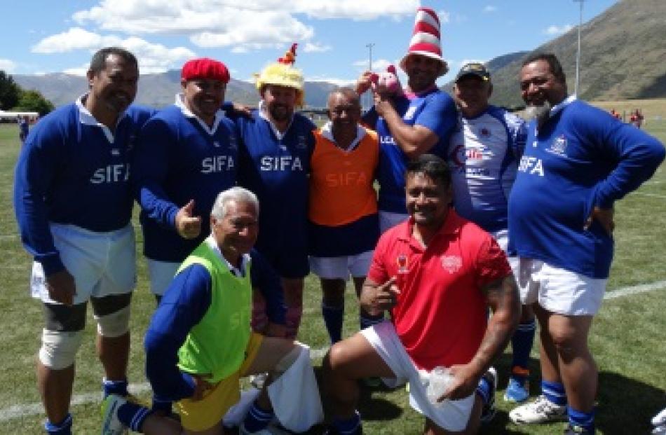 Members of the Samoan vintage rugby team are (front, from left) Sala Maresi Kaia, Oloi Ponifasio...