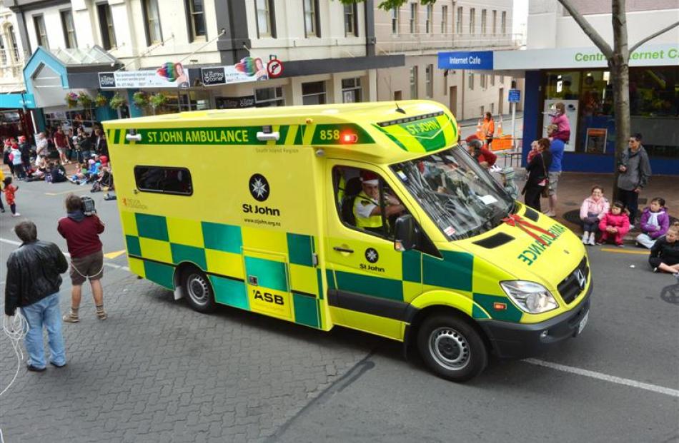 Mosgiel's new ambulance in the Dunedin Santa Parade at the weekend. Photo by Gerard O'Brien.