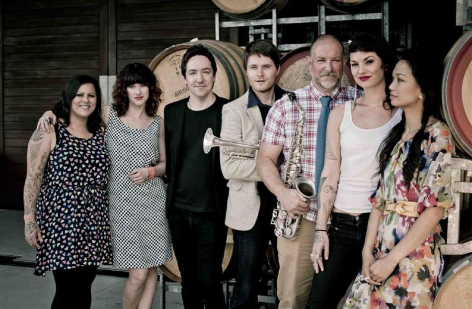New Zealand pop and rock music artists (from left) Anika Moa, Julia Deans, Jon Toogood, Toby...