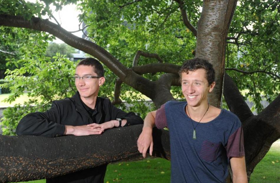 New Zealand Qualifications Authority top subject scholars Alex Gibbs (left) and Adam Gorrie....