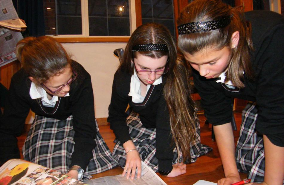 The Mt Hutt College No 4 team, (from left) Emily Talbot, Hannah Helem and Courtney McClintock ...