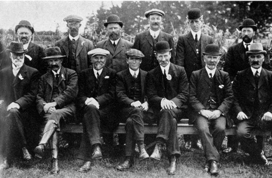 Officials at the Southland Western District A. and P. Show at Thornbury. Back row (from left):...