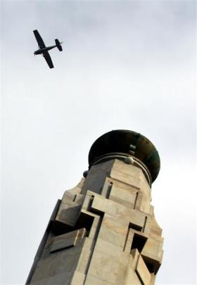 One of the planes which flew over the Cenotaph in Dunedin yesterday to mark the 74th anniversary...