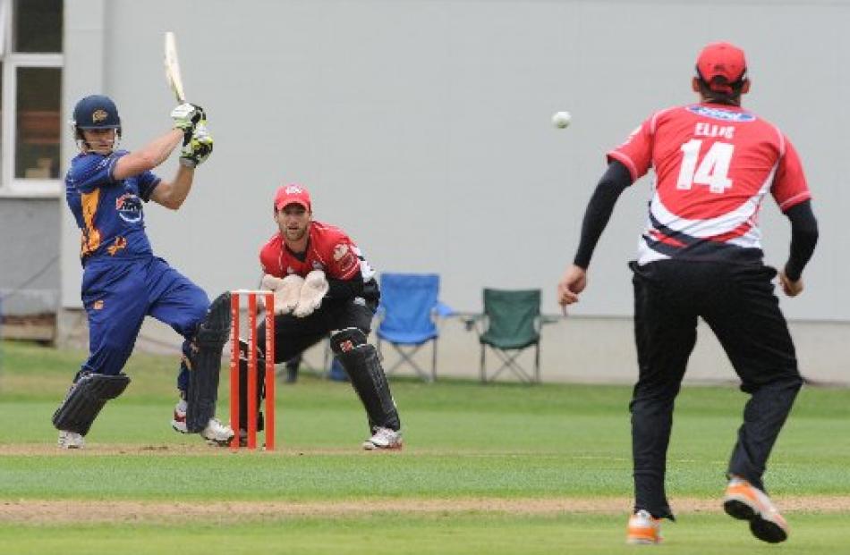 Otago batsman Aaron Redmond plays a pull shot in a provincial twenty/20 game against Canterbury...