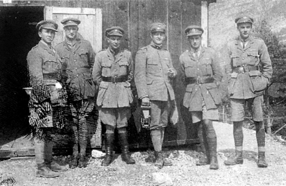 Otago conscientious objectors Harry Wardell (right) and Cecil Wardell (second from right) in...