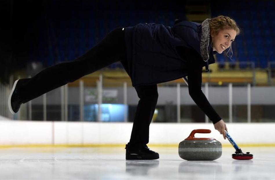 Otago Girls' High School pupil Emma Sutherland, who will represent New Zealand in curling, shows...