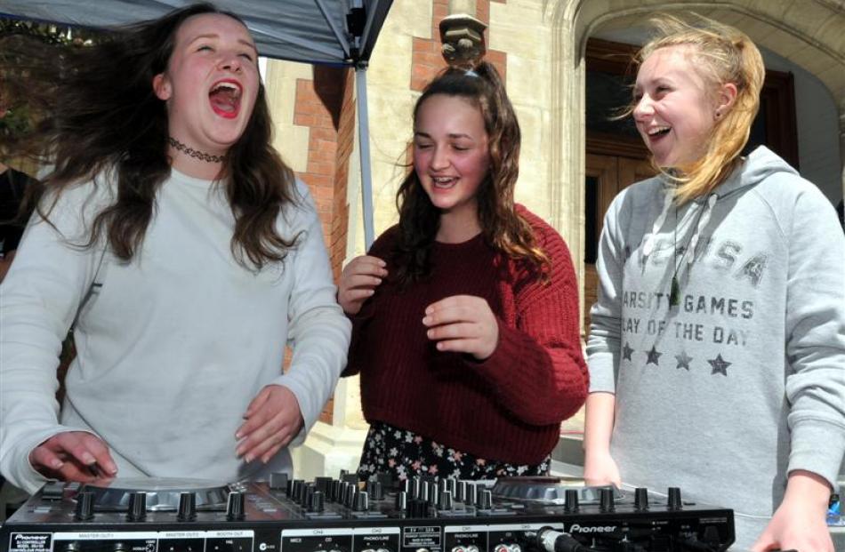 Otago Girls' High School pupils (from left) Emma Adams (14), Hayley Dick (14) and Emily Aitkinson...