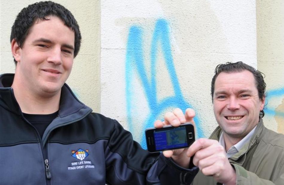 Otago Polytechnic information technology students Matt Bradley (left) and Gary Maclachlan show...