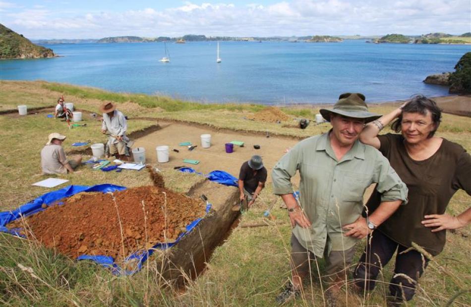 Otago University professor of archaeology Ian Smith (foreground left) and honorary research...