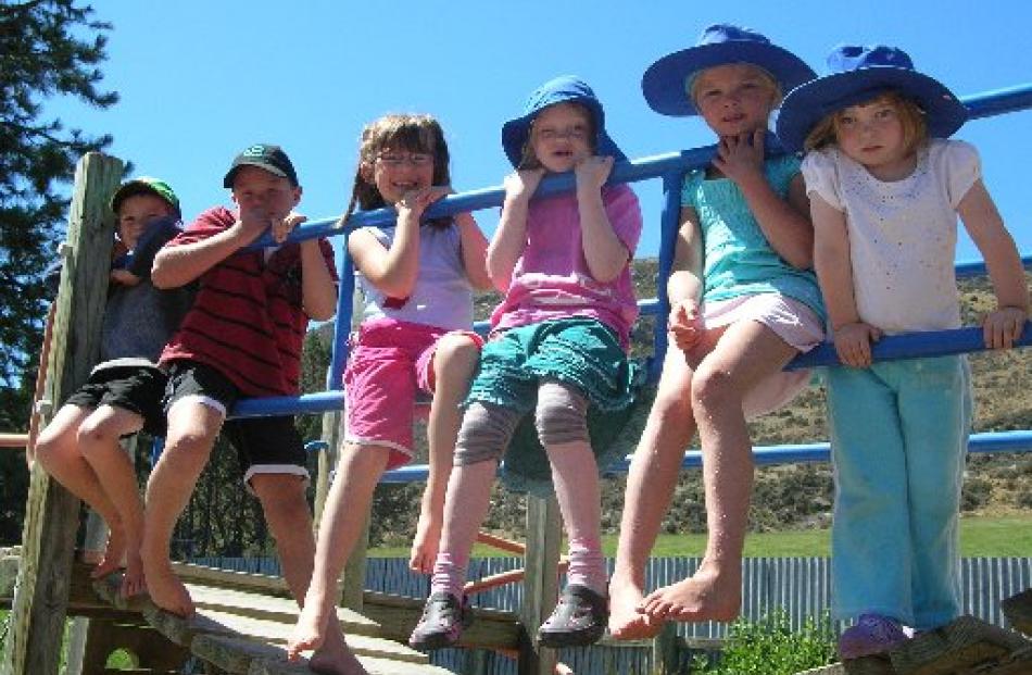 Paerau School's six pupils (from left)are Daniel Harley (6), Thomas Harding (9), Kaela Harley (7)...