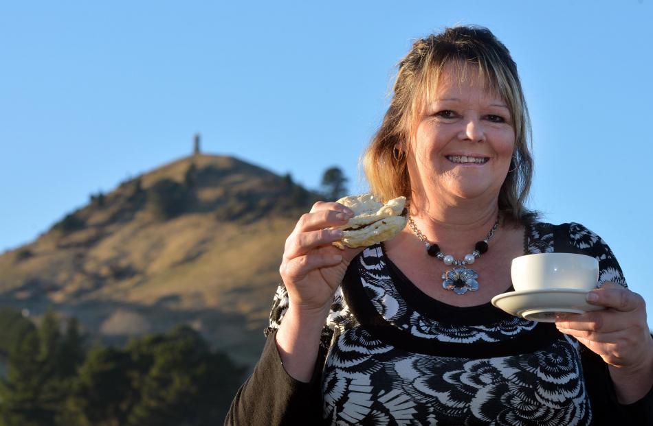 Palmerston's latest cafe owner, Margaret Paula, with a coffee and a home-made pie from her ...