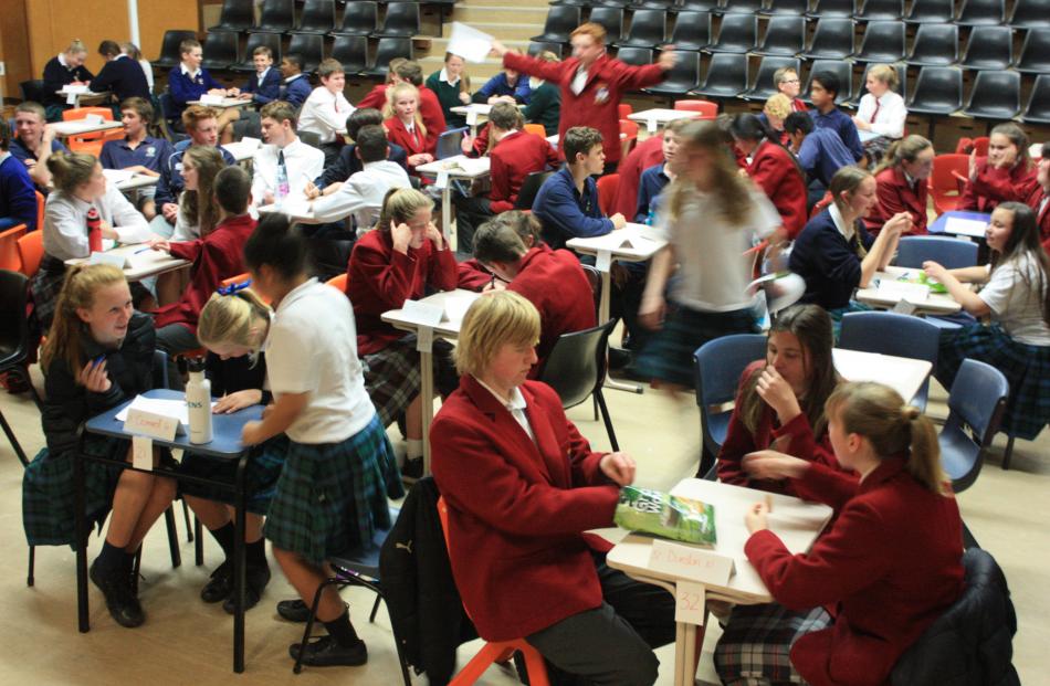 Participants in the Otago Daily Times Extra! current events quiz for years 9 and 10 answer...