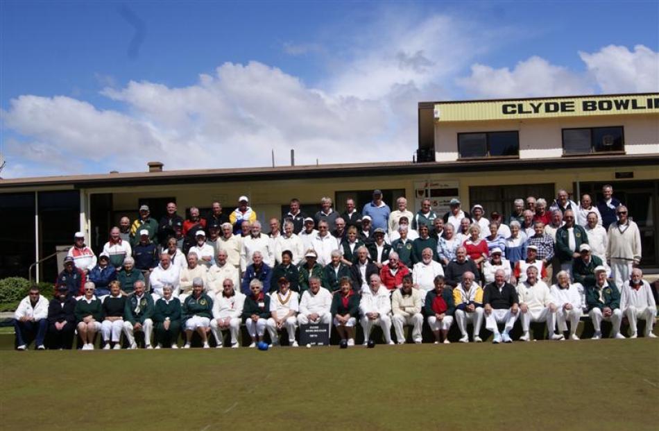 Past and present Clyde Bowling Club members turn out to celebrate the club's centenary. Photo by...