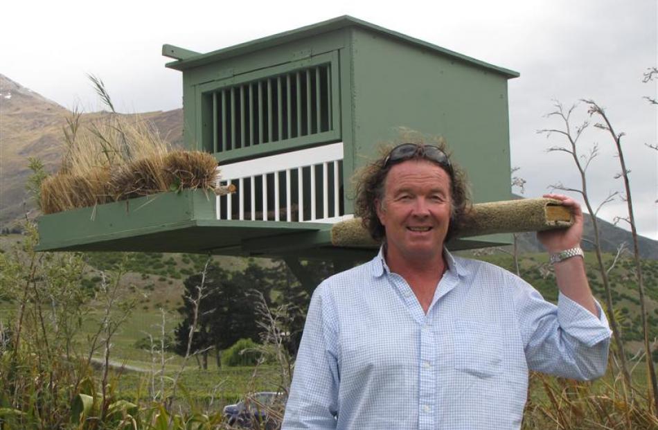 Peregrine Winery brand ambassador Greg Hay in front of the specially built home  for a new falcon...