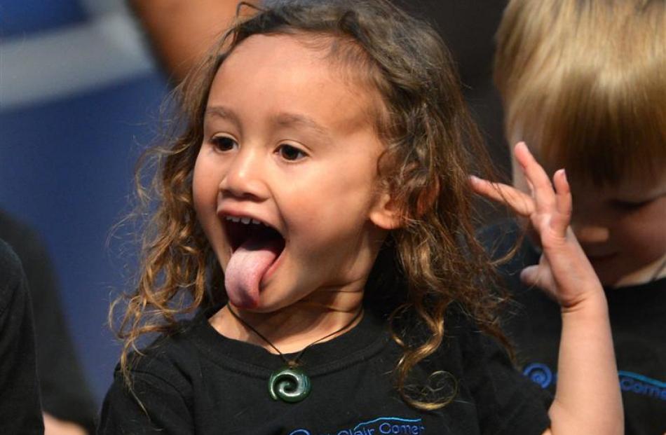 Performing at Polyfest at the Edgar Centre  are Hera Moana (3), of St Clair Corner Early Learning...