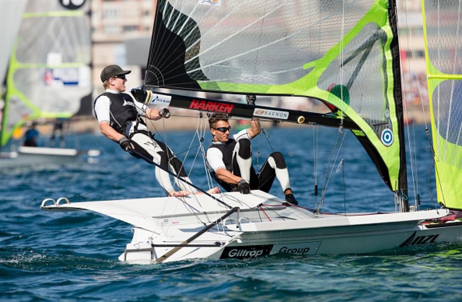 Peter Burling and Blair Tuke in action at the ISAF Sailing World Championships in Santander,...