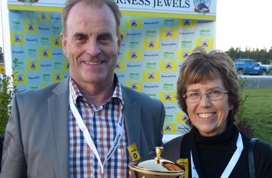 Phil and Margaret Creighton at Ashburton last year following Border Control's win in the 3yr-old...