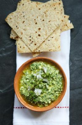 Chickweed and garlic pesto. Photo: Simon Lambert