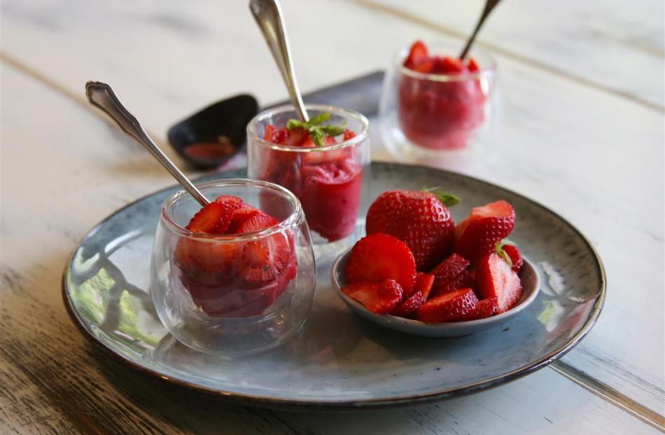 Summer berry and rose sorbet. Photo: Simon Lambert