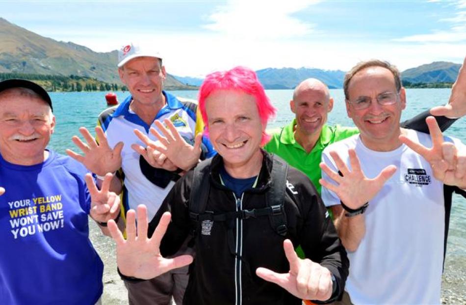 Pictured from left are Jim Goodwin (64), of Auckland, Jonathan Osborne (48), from Australia, Jack...