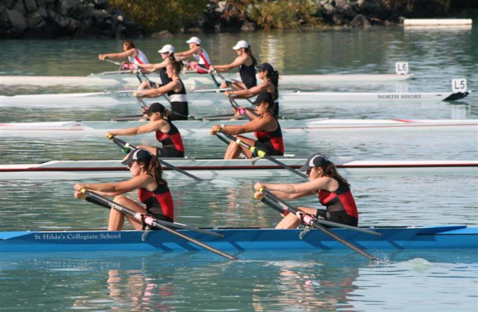 Pictured (nearest) are Georgia Clarke and Lola Gar den and in next lane Adreinne Tameilau and...