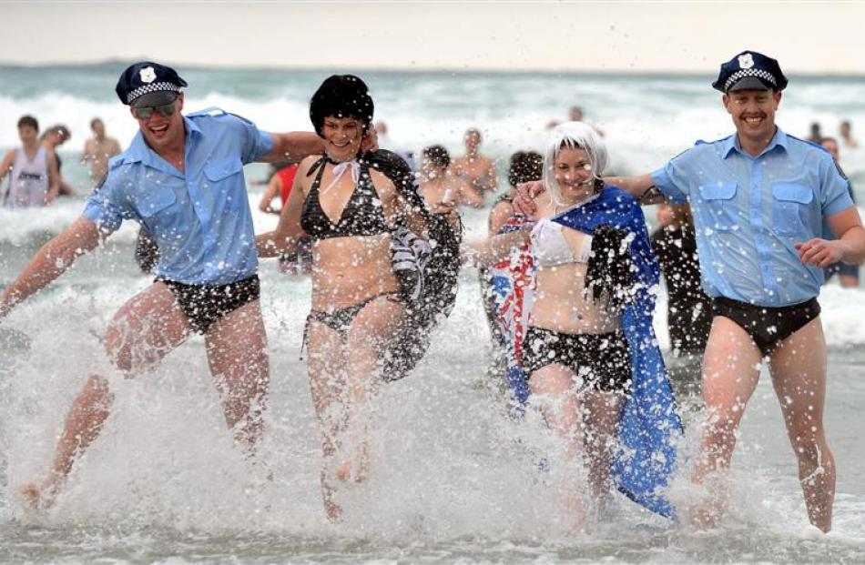 Polar plungers (from left) Tim Lungley, Brittany Whelan, Marliese Bradley and Lance Lungley, all...