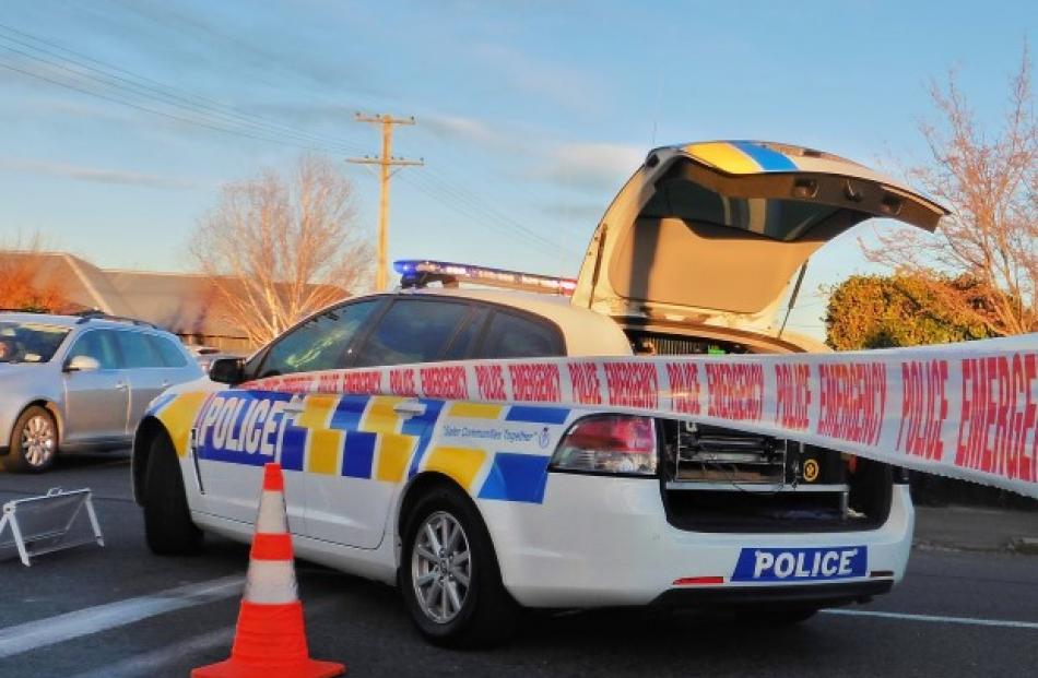 Police cordoned off the area near the after the discovery of the bodies. Photo: The Ashburton...
