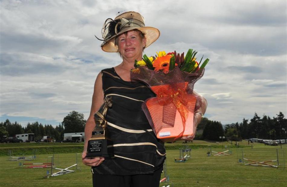 Pony show organiser Tina Bungard with the trophy and flowers she received at the Palmerston Mini...