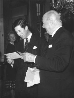 Prince Charles and Arthur Porritt at a Royal College of Surgeons function in 1978.
