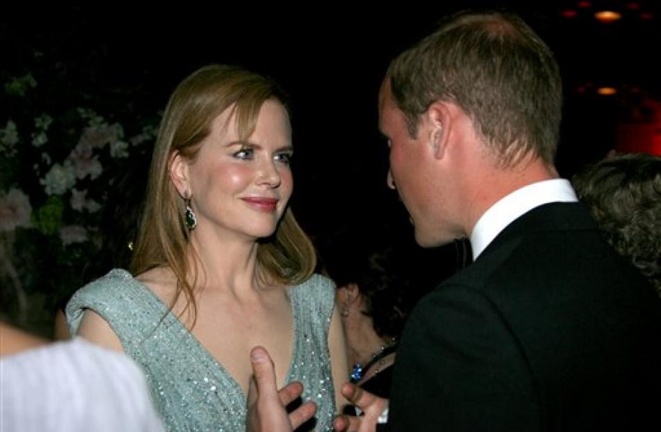 Prince William speaks with actress Nicole Kidman at the inaugural 'BAFTA Brits to Watch' event at...