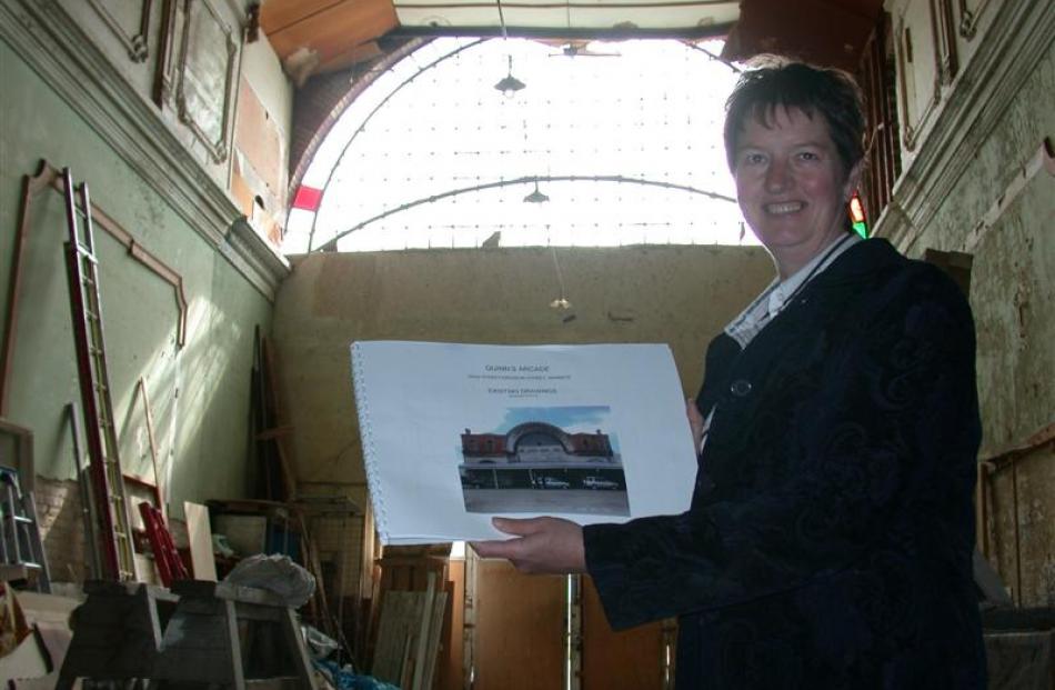 Pro-Ject Waimate co-ordinator Sheryl Frew inside the historic Quinn's Arcade with the concept...