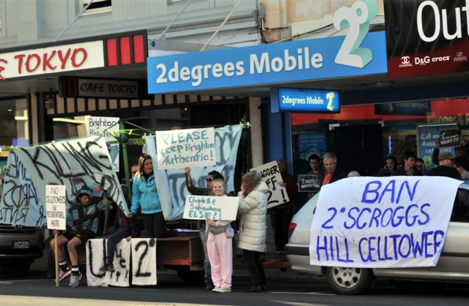 Protesting  against the proposed cell tower outside 2degrees Mobile in George St in June  last...