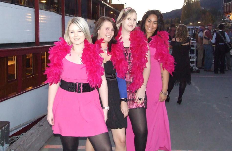 Pretty in pink . . . Melissa Baldey, Grace Anderson, Emma Strang and Luisa Kuresa all of...