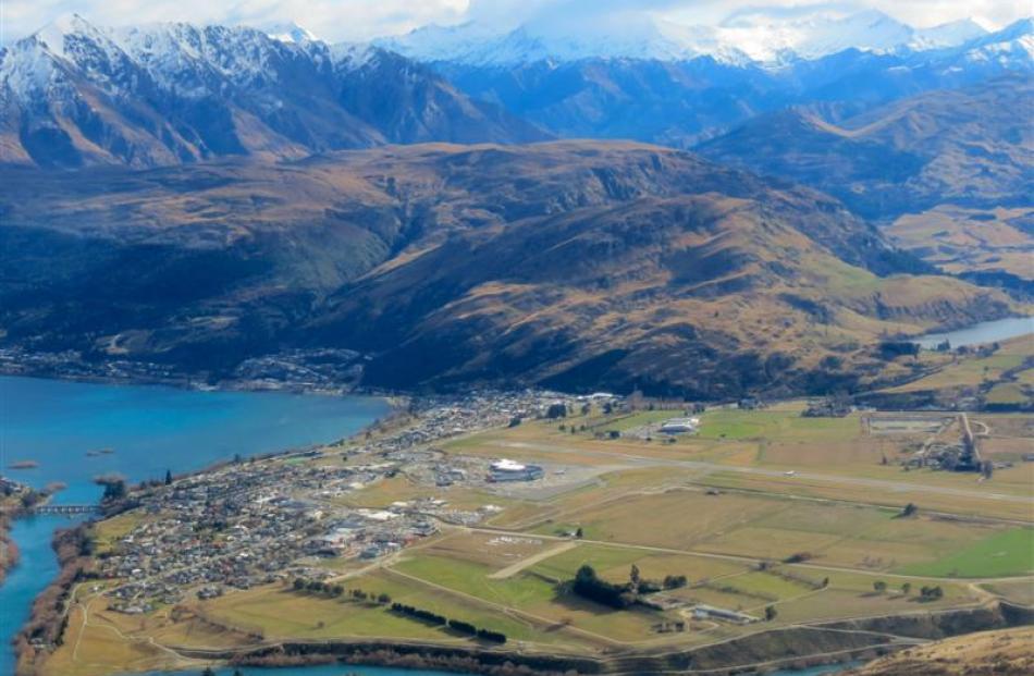 Queenstown Airport, in the centre of Frankton Flats, from above. A total of 128,627 passengers...