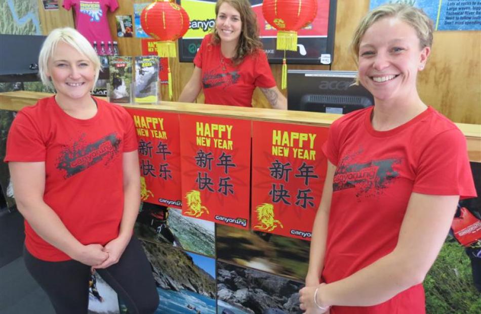 Queenstown-based Canyoning.co.nz staff (from left) sales and marketing manager Julz Cools,...