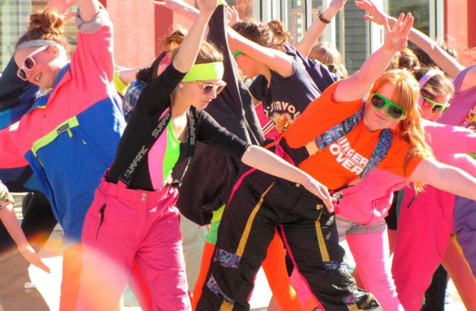 Queenstown Primary School pupils (front, from left) Victoria Arkell (12), Felicity Blakely (13)...