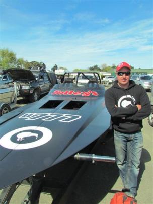 Regan Williamson, of Queenstown, shows off his jet-boat yesterday. Photos by Andrew Ashton.