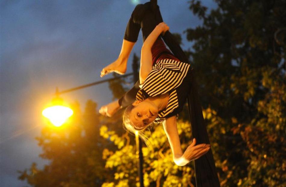 Regina Hegemann hangs around for the start of the Fringe.  Photos by Craig Baxter.