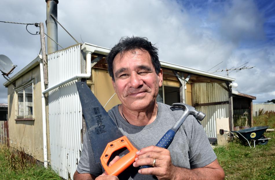 Rob Tuwhare, of Auckland, is all set to help fix his father Hone Tuwhare’s crib in Kaka Point....