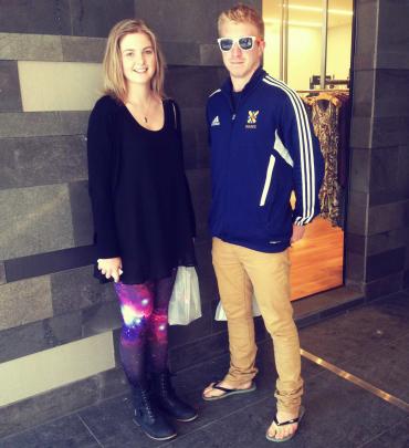 Robyn Warburton wears shoes from Number One shoes, Galaxy leggings from Farmers and a Glassons...