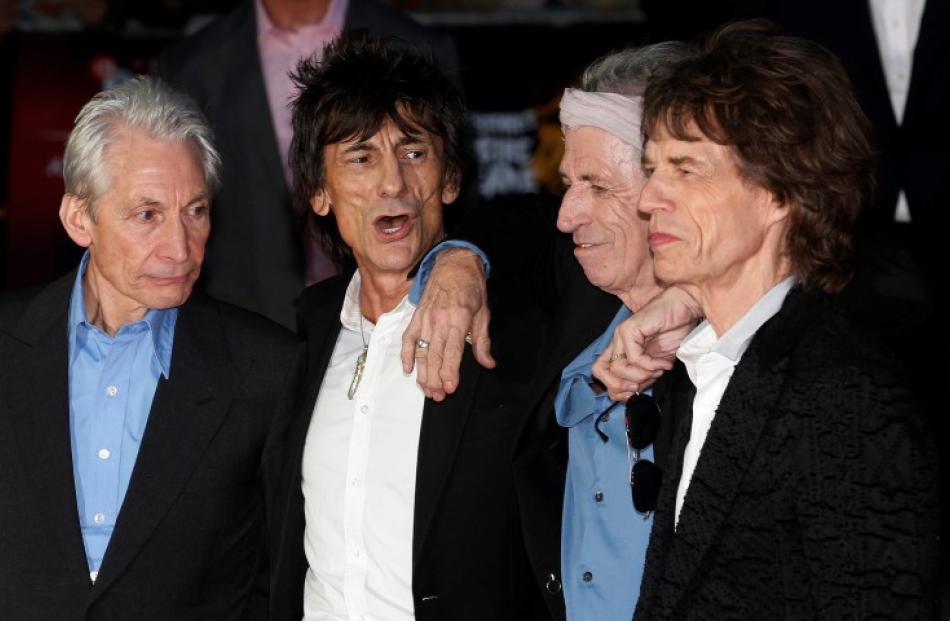 Rolling Stones (from left) Charlie Watts, Ronnie Wood, Keith Richards and Mick Jagger arrive for...