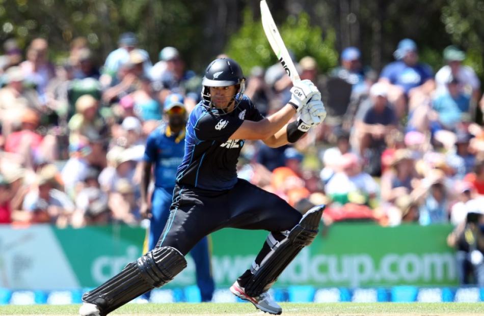 Ross Taylor of New Zealand bats during the One Day International match between New Zealand and...